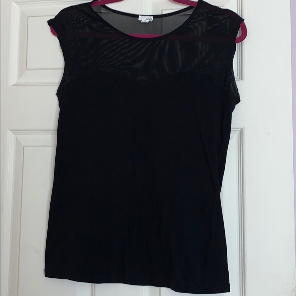 Garage black sleeves top with sheer upper top